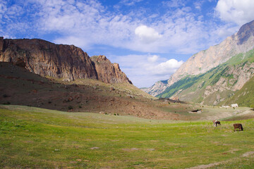 High-altitude valley of Bezengi in the Kabardino-Balkar Republic