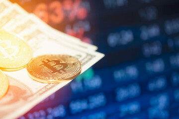 Bitcoin with dollar - investments, success and business ideas