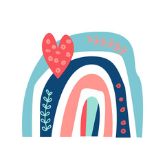 Cute colorful rainbow and heart , vector illustration design for fashion fabrics,t-shirt design, textile graphics, prints.
