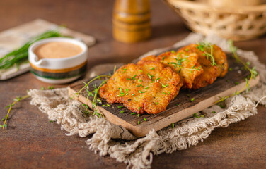 Homemade latkes with herbs