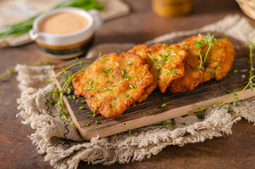 Homemade latkes with herbs