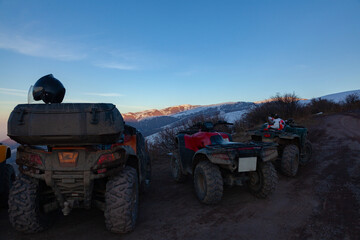 Mountain roads and off-road terrain. ATV Ride In The Mountains