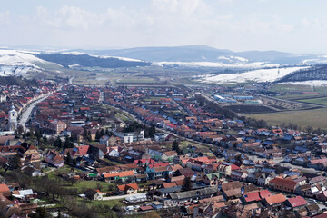 Rupea town seen from the citadel, Brasov county, Romania.