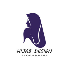 Muslimah hijab Logo template vector illustration design