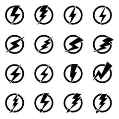 thunder lighting icon set vector sign symbol