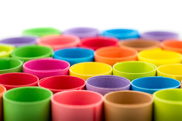 Rolled color paper sheets macro shot 