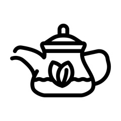 green tea in teapot line icon vector. green tea in teapot sign. isolated contour symbol black illustration