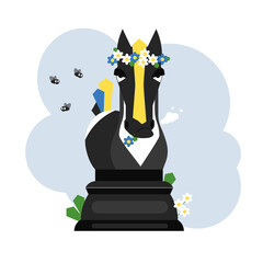 Chess figure. Funny horse. Illustration on white background