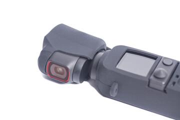 Action Camera in case isolated on white background