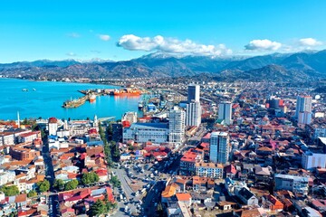 Fototapeta na wymiar Batumi city view from drone