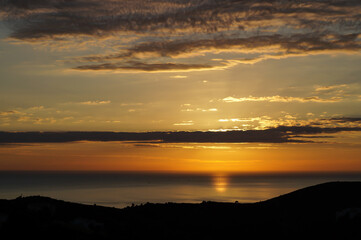 Fototapeta na wymiar beautiful golden sunrise over the mediterranean sea