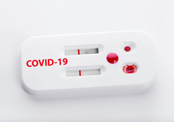 Covid-19 Blood testing kit on white