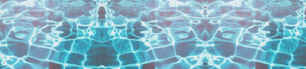Blue ripped water in swimming pool. Long banner