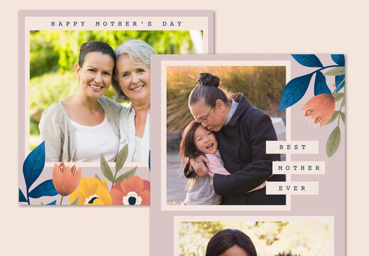Mother's Day Floral Border Social Media Set