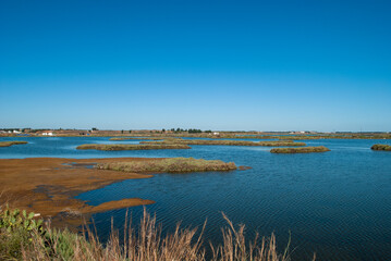 the Marismas of Isla Cristina in Huelva at high tide