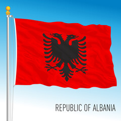 Albania official national flag, vector illustration