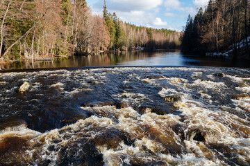 Dam and threshold on the river Jokelanjoki, Kouvola, Finland