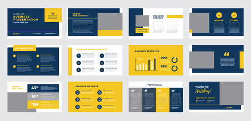 Naklejka na ściany i meble Business Presentation Brochure Guide Design or Pitch Deck Slide Template or Sales Guide Slider