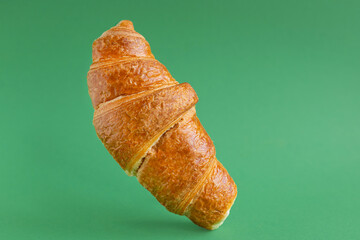 croissant colored background sweet bake dessert bun snack healthy meal top view copy space rustic food background top view