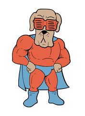Funny dog hero with glasses