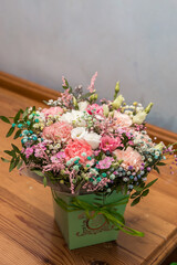 bouquet of flowers in a basket
