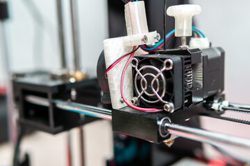 Fototapeta na wymiar Modern 3D printer printing resin figure. Three-dimensional technology