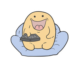 Funny character watching tv