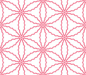 Abstract colorful thin line doodle flower seamless pattern. Floral motif background. Vector illustration. 