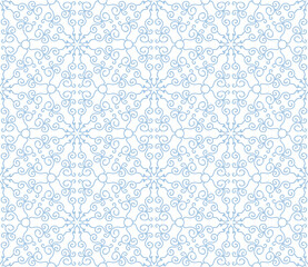 Abstract colorful thin line doodle flower seamless pattern. Floral motif background. Vector illustration. 