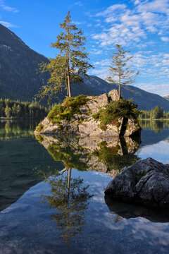 See, Hintersee, Ramsau, Berchtesgaden, Berchtesgadener Land, Malerwinkel, Ferchensee, Forchensee, Ramsauer Ache, Hochkalter,  Oberbayern, Wasser, Spiegelglatt, Spiegelbild, spiegeln, Oberfl&auml;che,  Somm