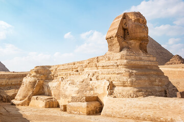 Fototapeta na wymiar View on the Great Sphinx in Giza, Egypt