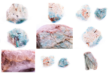 Collection of stone mineral amazonite
