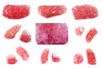 Collection of stone mineral pink quartz