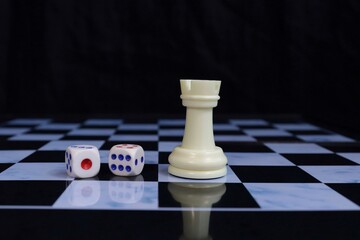 Game of chess. Chess is photographed on a chessboard.  Table games.  Strategy games.  Creative minimal concept. Strategy, management or leadership concept.  Business success concept.
