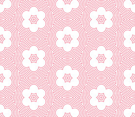 Abstract fantasy striped thin line round geometric seamless pattern. Creative mosaic, tile background.