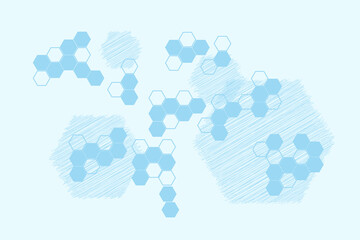 Hexagonal geometric illustration for health, science, healthcare technology, medicine. Abstract ideas for banner, poster, cover, card. Genetic structure hex.