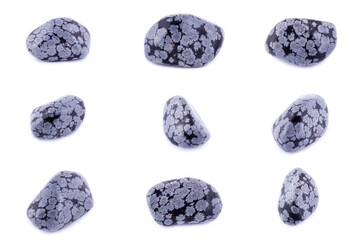 Collection of stone mineral Snow Obsidian