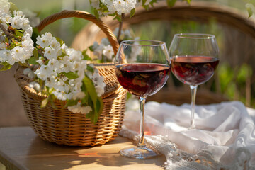 Wine Tasting Party in spring in the garden