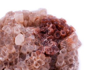 macro aragonite stone on a white background