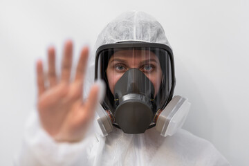 Girl in personal protective equipment
