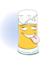 cerveza con cara borracha dibujo cartoon