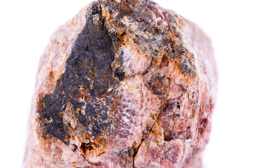 macro mineral andalusite stone on a white background