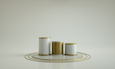 Podium, pedestal or platform, background for the presentation of cosmetic products. 3d podium. Place for ads. 3D rendering. Product presentation blank podium.