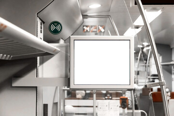 White screen mock up blank copy space indoors of modern design electric train