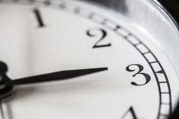 Three o'clock on clock face