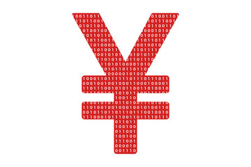Obraz premium Digital Renminbi or yuan currency with one and zero binary code digit. Chinese Cryptocurrency electronic money and digital banking. Vector illustration