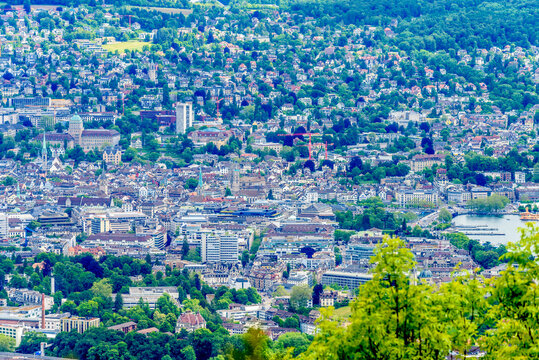 Zurich suburbs overlook from Uetliberg