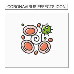 Blood clotting color icon. Covid disease caused acute brain damage. Concept of corona virus neurological health effects danger and cerebral hemorrhage. Isolated vector illustration