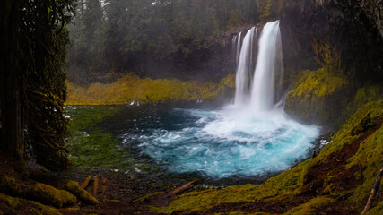 Koosah falls on Mackenzie river in the cascades in Oregon