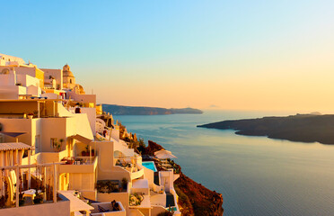 Santorini in Greece at sunset